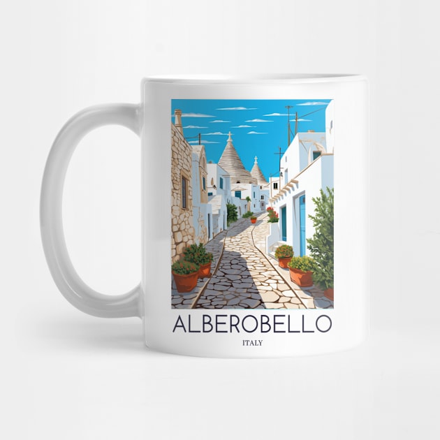 A Pop Art Travel Print of Alberobello - Italy by Studio Red Koala